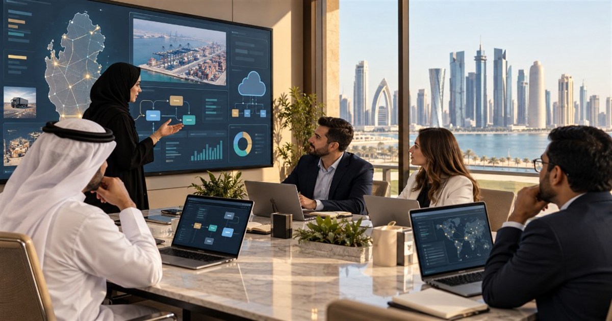 Professionals in Doha collaborate on AI and cloud business applications as Qatar expands digital skills and innovation.
